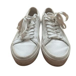 Zara Mens White Lace Up Derby Style Tumbled Finish Leather Sneakers Size 42